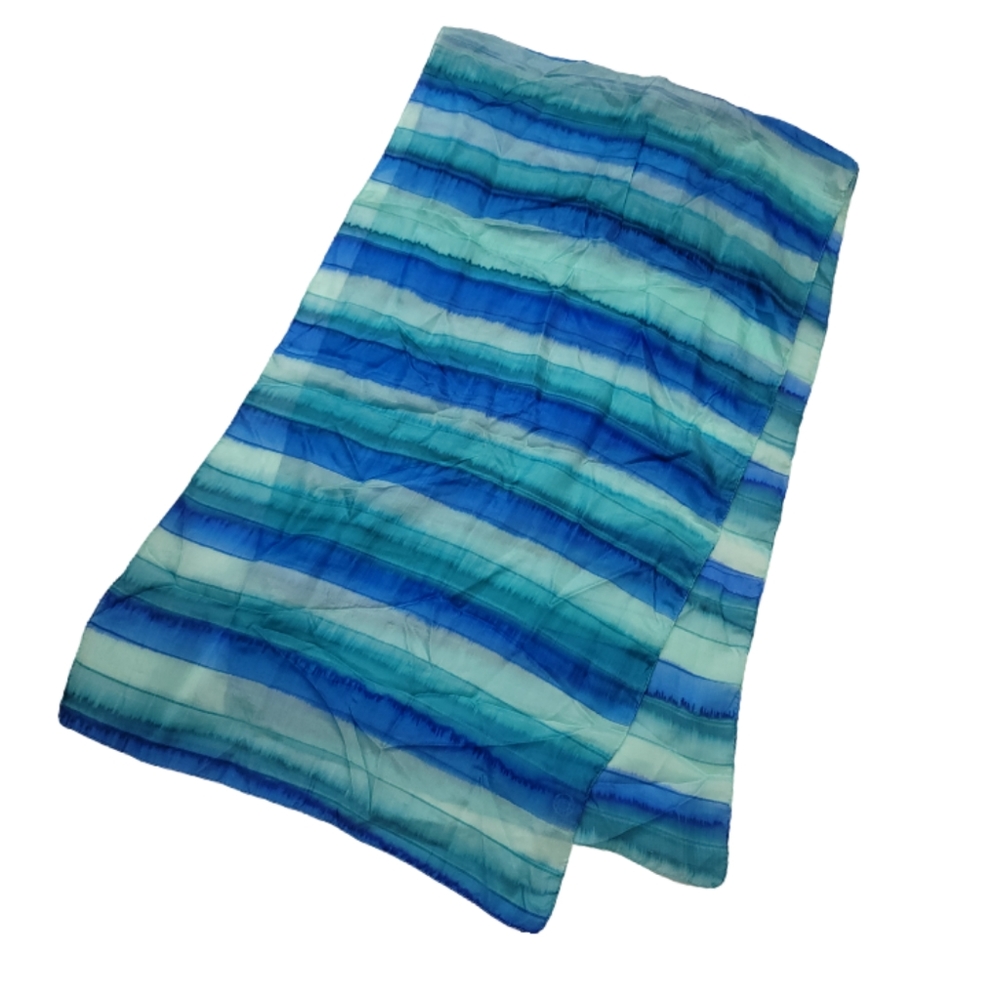 EUC Vintage 100%Silk scarf blue striped